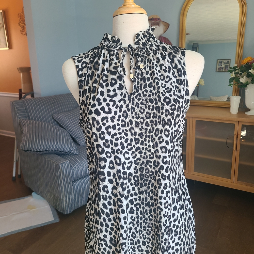 Michael Kors Black and White Leopard Print Blouse